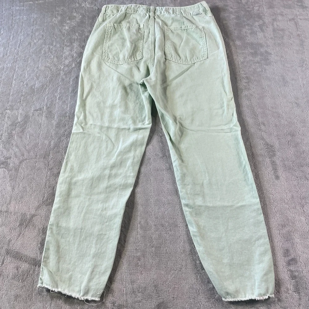 Mother Pants Women 26 Hedge Green The Shaker Chop Crop Fray‎ Straight Preppy